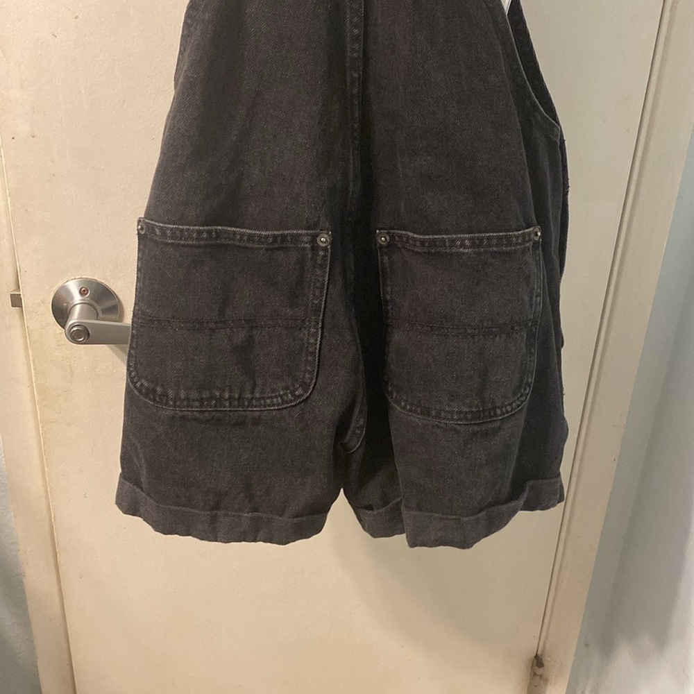 Old Navy Black Slouchy Non Stretch Denim Overalls Size S - Picture 10 of 11